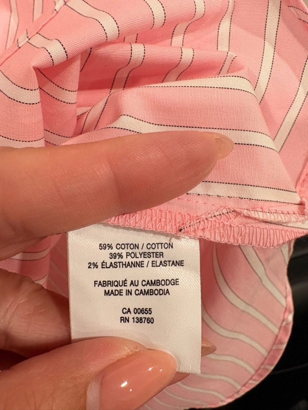 320. Women's Pink Striped Button-Up Shirt - Picture 3 of 4
